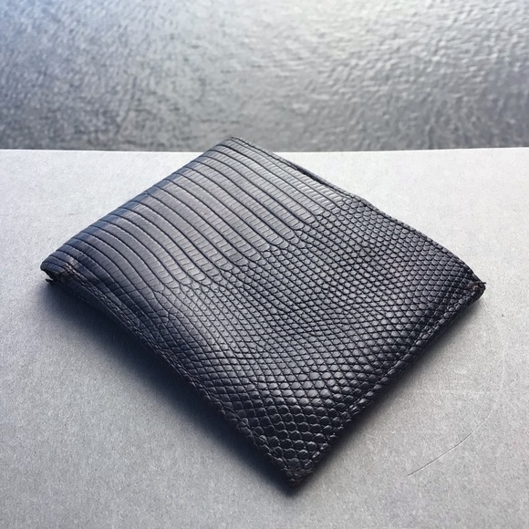 Neiman Marcus Slim Signature Lizard Wallet Made in USA Black - Picture 11 of 15